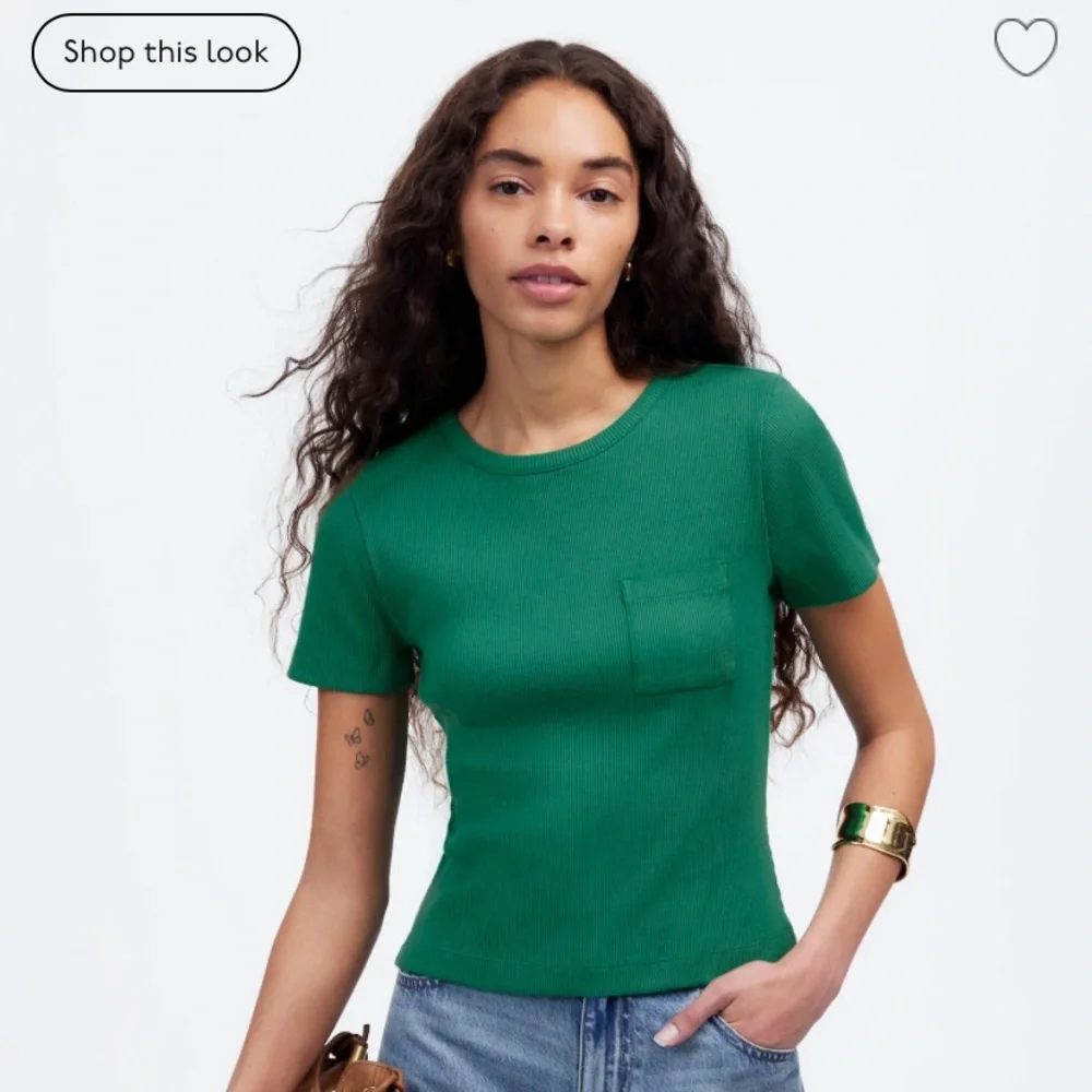 Madewell Ribbed Crewneck Pocket Tee - Picture 1 of 8